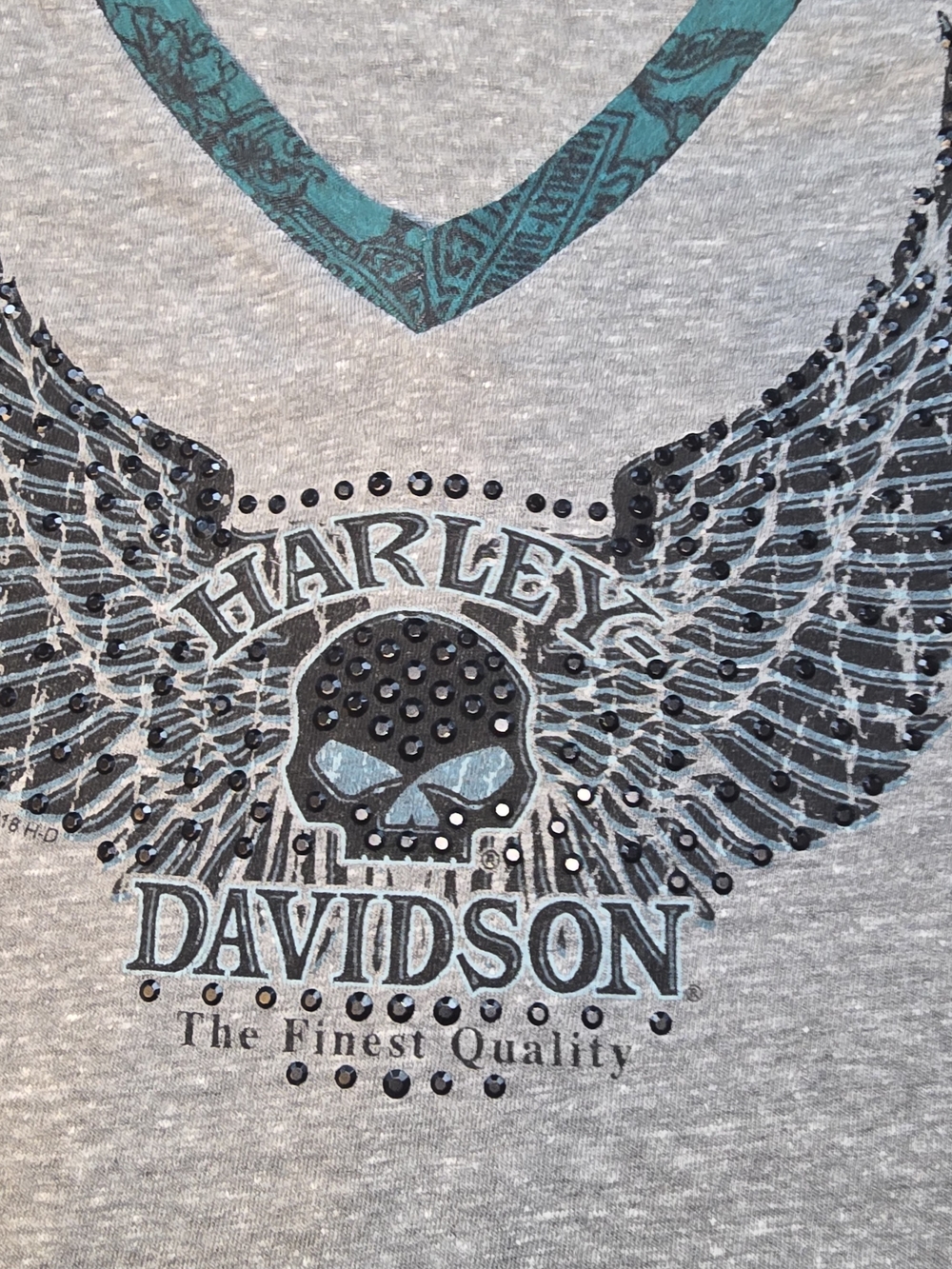 Harley-Davidson Women’s XL Savannah Georgia Rhinestone Skull Raglan Shirt USA